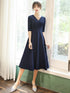 Navy Blue Simple V-neckline Wedding Party Dresses, Blue Bridesmaid Dresses